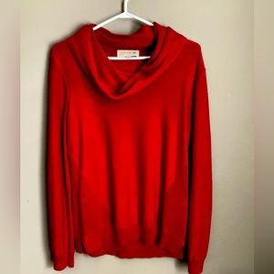 Cowl neck sweater, red